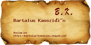 Bartalus Kasszián névjegykártya